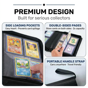 Carpeta Personalizada de 4 Bolsillos con Asa de Transporte y Ventana de Exhibición, Álbum de Cartas TCG de Cuero PU para Pokémon, MTG, <span class=keywords><strong>Yugioh</strong></span> - Product Image 4