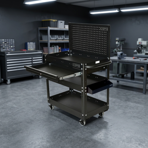 Wholesale CSPS 3-Tier Carbon Steel Rotating <b>Tool</b> <b>Cart</b> Wheels Black Finish 135kg Load Capacity ISO9001 Certified OEM Supported - Product Image 2