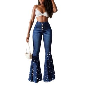 B1201ME80 Jins Flare Wanita Seksi Pantat Pinggang Tinggi Klasik Modis Kualitas Tinggi - Product Image 1