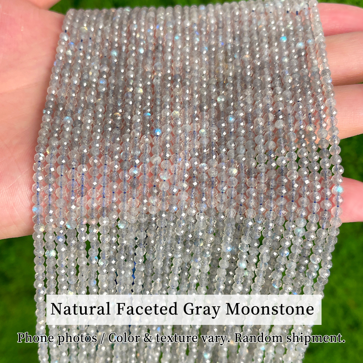 Natural Faceted Gray Moonstone Beads