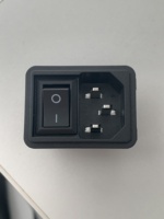 Prise d'alimentation CA AC-014 10A 250VAC, boîtier ignifuge PA66, bornes en laiton plaqué argent, connecteur de montage sur panneau 47*27.5mm, fusible