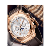 Montres automatiques mécaniques en acier pour hommes, design personnalisé, calendrier phases solaires, pour marque privée