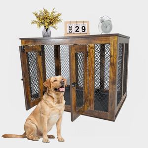กรงสุนัขทำจากไม้โลหะขนาดใหญ่สำหรับบ้านสุนัขสไตล์เฟอร์นิเจอร์ในร่มที่ทันสมัยสำหรับงานหนัก - Product Image 6