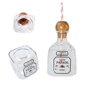 Accesorios de Bar 375ML Botella de <span class=keywords><strong>tequila</strong></span> barata personalizada transparente para beber de plástico con pajita para <span class=keywords><strong>España</strong></span> Nicolas Napoleon Merlet - Product Image 1