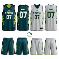 Seragam Basket Bolak-Balik MOQ Rendah, Jersey Sublimasi Custom Print Set Celana Pendek untuk Tim Dewasa, Pembeli Grosir Pertama, Pengiriman Cepat