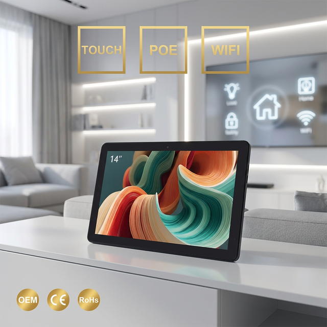 Direct Factory 14-Inch 1920x1080P Full HD IPS Touch Screen Panel VESA Hole Design Sleek Ultra-Slim Tablet PC Android 11
