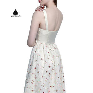 Dress malam kasual wanita, gaun malam elegan modis satin mewah putih untuk musim panas - Product Image 3