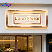 Enseigne commerciale LED rétroéclairée en acier inoxydable avec surface en acrylique, rainure de guidage lumineux, transformateur et prise pour maison, bureau, bar, bâtiments, mariage