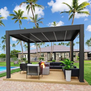 <span class=keywords><strong>Pergola</strong></span> motorisée écologique résistante au vent, alimentée par l'énergie solaire, en aluminium avec revêtement en poudre, 10x20 pieds, système de panneaux solaires, automatique - Product Image 1