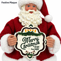 Figurine du Père Noël de 27 cm (10,6 pouces) avec inscription Joyeux Noël, costume rouge, décoration de table pour la maison et l'affichage en magasin