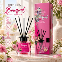 Diffuseur de parfum pour la maison en verre avec bâtonnets en fibre, ensemble de parfums, fournisseur en gros, emballage personnalisé, marque privée