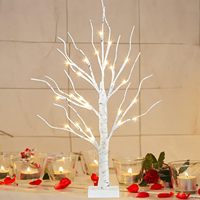 Lámpara LED de Árbol de Abedul Artificial de 2 Pies, Luz Cálida de Hadas, Árbol de Luz Decorativo de Plástico Negro para el Día de San Valentín, Decoración para el Hogar y Fiestas