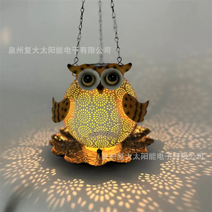 Solar Owl Lantern Iron Hanging <b>Led</b> Garden <b>Light</b> Ip54 Mono Si Solar Powered Outdoor Decor - Product Image 1