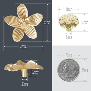<b>Gold</b> Petal Shape Zinc Alloy Cabinet Handle <b>Drawer</b> <b>Pull</b> Chinese Style Durable Hardware Accessory - Product Image 2
