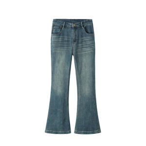 Pantalones Vaqueros Runqi de Corte Acampanado, Talle Medio, Talla Grande, Estilo Retro, Color Azul Lavado, de Algodón para Mujer, Modelo N8989 - Product Image 1