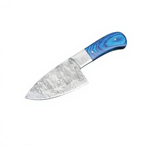 Cuchillo de chef de Damasco hecho a mano, mango de madera Pakka, cuchillo de cocina pequeño de acero de Damasco para deshuesar, cuchillo de cocina con cubierta de cuero - Product Image 1