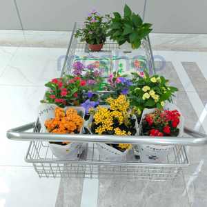 Chariot carré traditionnel de camion de chariot à fleurs en métal de modèle pour l'état de plancher d'utilisation de centre de jardin - Product Image 4