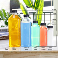 Bouteilles de boisson en plastique PET carrées de 8 oz/12 oz/16 oz/24 oz, surface givrée, logo personnalisé, impression sérigraphique, bouchon à vis, marque YINGXI