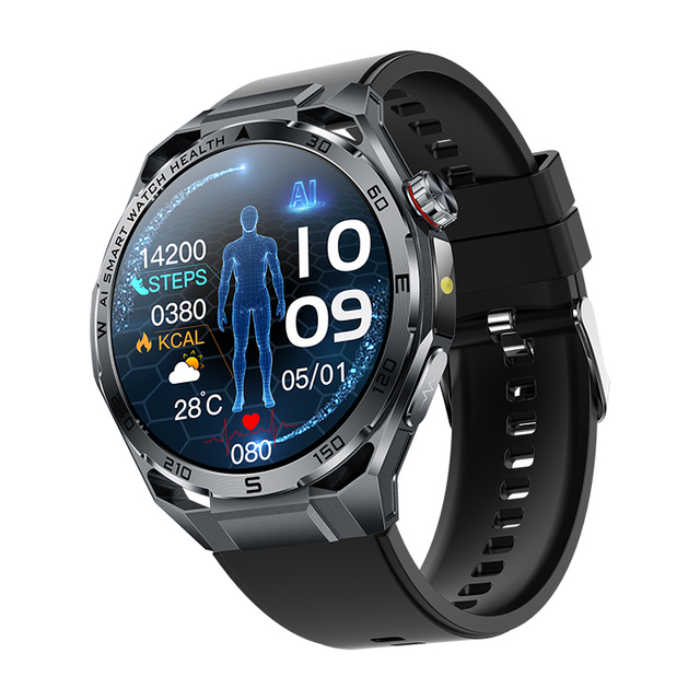 2026 Round Smartwatch Intelligent AI-GPT Chat ET474 Smart Watch ECG HRV Monitor 4 Flashlight Modes Outdoor SOS Call Sport Watch