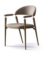 Chaise de salle à manger en cuir pleine fleur, luxe léger, avec accoudoirs et dossier, structure en acier inoxydable, portable, garantie dix ans