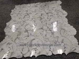 Revestimiento de Cocina de Mármol con Mosaico de Corte por Chorro de Agua en Latón para Paredes y Pisos - Product Image 2