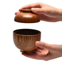 Lot de bols à ramen classiques en bois écologiques avec couvercle pour fêtes, soupes et salades – Vente en gros