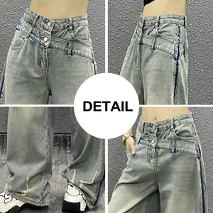 Haute qualité femmes Streetwear pantalons décontractés nouvelle femme taille haute ample jambe large femmes <span class=keywords><strong>jean</strong></span> Vintage Baggy <span class=keywords><strong>jean</strong></span> pour dames - Product Image 6