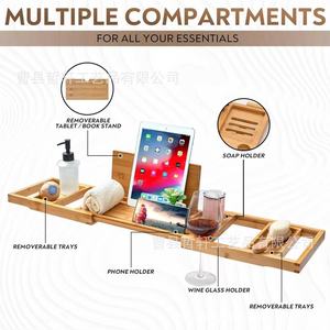 Estante de Bañera Extensible de Madera Zhexuan con Soporte para Teléfono/Tablet, Bandeja de Almacenamiento para Baño, Rectangular, Fácil de Limpiar - Product Image 2