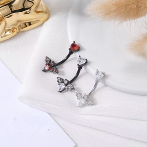 Meilleures ventes Série <span class=keywords><strong>Bat</strong></span> Accessoires de piercing : Boucles d'oreilles à tige longue, Piercings de nombril en zircon, Piercings de nez, Boucles d'oreilles - Ensemble assorti de 5 pièces - Product Image 3