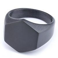 Bague hexagonale en acier inoxydable, design doré, face plate, or 18 carats, argent, noir, bijoux pour hommes, fournisseur prêt à expédier