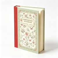 Carnet de composition personnalisé Rose Cherry avec bordure verte et dos rouge – Cadeau de fêtes