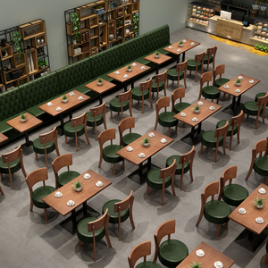 Set di sedie da tavolo da Bar e caffè retrò occidentale divano Casual da parete per tè e Dessert-in legno per ristoranti da tè - Product Image 2