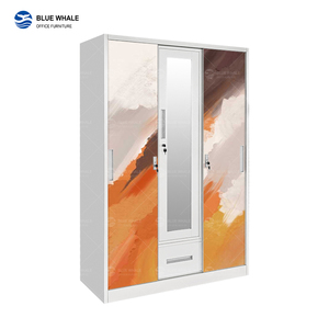 <span class=keywords><strong>Armadio</strong></span> in Acciaio a 3 <span class=keywords><strong>Ante</strong></span> <span class=keywords><strong>Scorrevoli</strong></span> Antiumidità e Antimuffa, Silenzioso, Personalizzabile per la Casa - Product Image 4