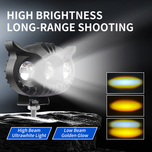 Lampe <span class=keywords><strong>LED</strong></span> Hibou à 3 yeux Projecteurs de tir à <span class=keywords><strong>longue</strong></span> <span class=keywords><strong>portée</strong></span> haute luminosité Jaune Blanc <span class=keywords><strong>Phare</strong></span> de <span class=keywords><strong>moto</strong></span> Universel pour voiture - Product Image 3