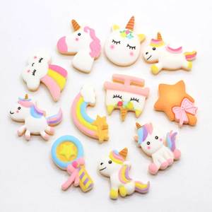 100PCSラブリーレジンカラフルなユニコーンフラットバックレジンカボション髪の装飾飾りアップリケDIYウェディングスクラップブッククラフト - Product Image 4