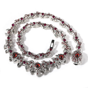 Gargantilla exagerada de fantasía oscura, collar grueso de latón, espina, ojos rojos, cadena de 25mm, joyería de Hip <span class=keywords><strong>Hop</strong></span> para hombres, mosaico 5A, Zirconia cúbica - Product Image 1