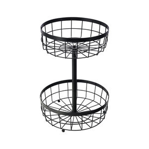 Cesto di frutta in metallo a 2 livelli per cucina decorativo per uso domestico - Product Image 6