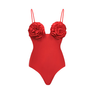 JSN 2024 New Women Swimsuit and Skirt Sexy <strong>Red</strong> 3D Flower One Piece <strong>Bikini</strong> <strong>Set</strong> Two Pieces Swimwear Beachwear Bathing Suit - Product Image 2