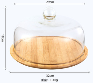 Ahşap kek tepsisi masa dekorasyon plaka çanak iç kutu şeffaf kek kubbe cam klasik parti ile sürdürülebilir 1 adet 1 adet bir - Product Image 5