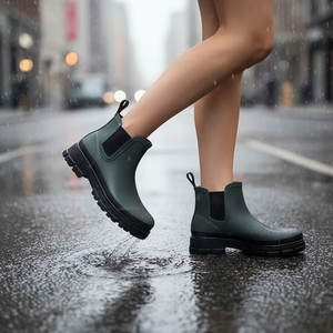 Fashionable Waterproof <strong>Ankle</strong> High Rubber <strong>Wellington</strong> Rain <strong>Boots</strong> <strong>Women's</strong> Anti-Slip Comfort Chelsea Gumboots Manufacturer - Product Image 1