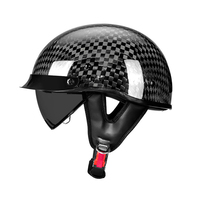 Casque de moto rétro certifié DOT en fibre de carbone, coque légère avec visière solaire rabattable pour les motards adultes