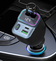 Cargador de coche tipo C 4 en 1 Cable de carga rápida retráctil 5V/2.4A Monitoreo de voltaje incorporado Luces ambientales de respiración coloridas