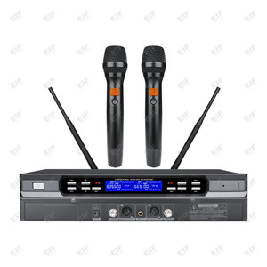 ไมโครโฟนคาราโอเกะแบบคู่ UHF รุ่น EIF HD-3000 สำหรับมืออาชีพ, ไมโครโฟนแบบมือถือ, ไมโครโฟนแบบหนีบปกเสื้อ, ไมโครโฟนไดนามิกและคอนเดนเซอร์, รับผลิตแบบ OEM - Product Image 2