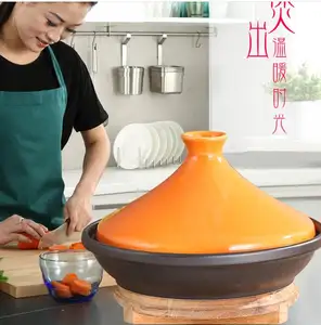 Bán buôn gang gốm lớn nấu ăn nồi tagine mooccan nồi với đầy màu sắc có nắp đậy