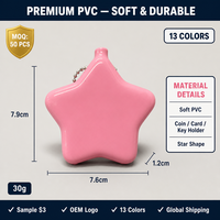 Porte-monnaie étoile en PVC personnalisé, best-seller, porte-clés, mini organisateur de pièces écologique, pendentif, accessoire portable pour usage quotidien