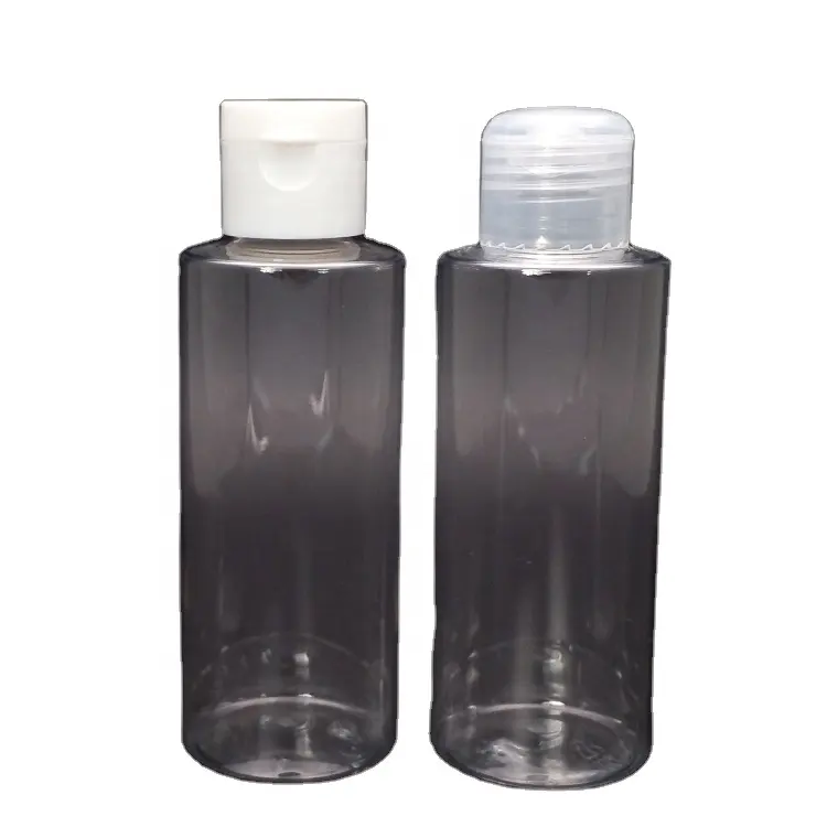 Silk screen printing 120ml transparent empty PET plastic bottle hand soap container with flip top cap