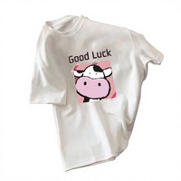 T-shirt décontracté pour femme, personnalisé, tricoté, écologique, coupe classique, imprimé dessin animé, 100% coton, séchage rapide, respirant