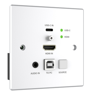 4K60 HDMI & <span class=keywords><strong>USB</strong></span>-<span class=keywords><strong>C</strong></span> 2x1 HDBT Wall-plate Extender 86mm x 86mm Wall Box Transmitter and Receiver Jusqu'à 150m - Product Image 1
