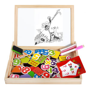 Papan Gambar Dua Sisi Anak, Mainan Puzzle Magnetik Angka Arab Montessori Bisa Disesuaikan untuk Anak-anak - Product Image 6