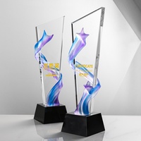 Trophée en cristal imprimé couleur à chaud avec impression UV, design minimaliste écologique – Cadeau souvenir personnalisé pour récompense sportive